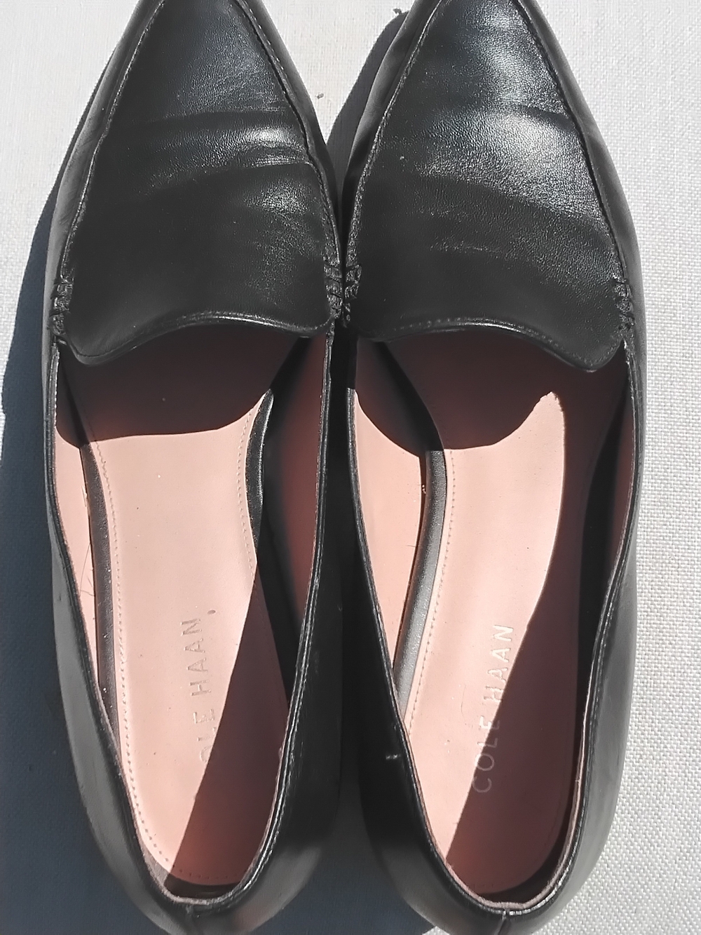 Cole Haan Black Leather Pointed-Toe Loafers